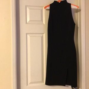 Black high slit dress.